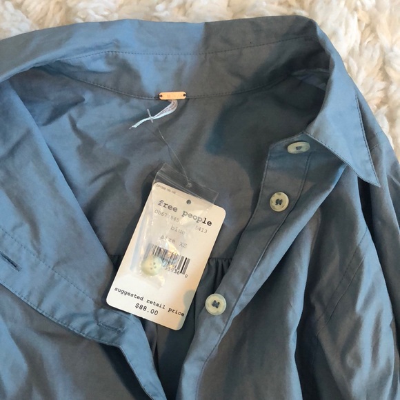 Free People Blue Button Down - Picture 5 of 7